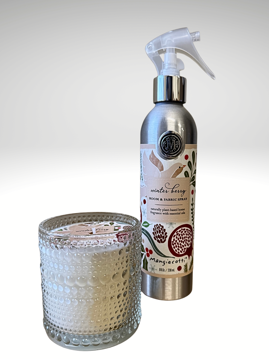 Gift Set - Winter Berry Soy Candle & Room and Fabric Spray