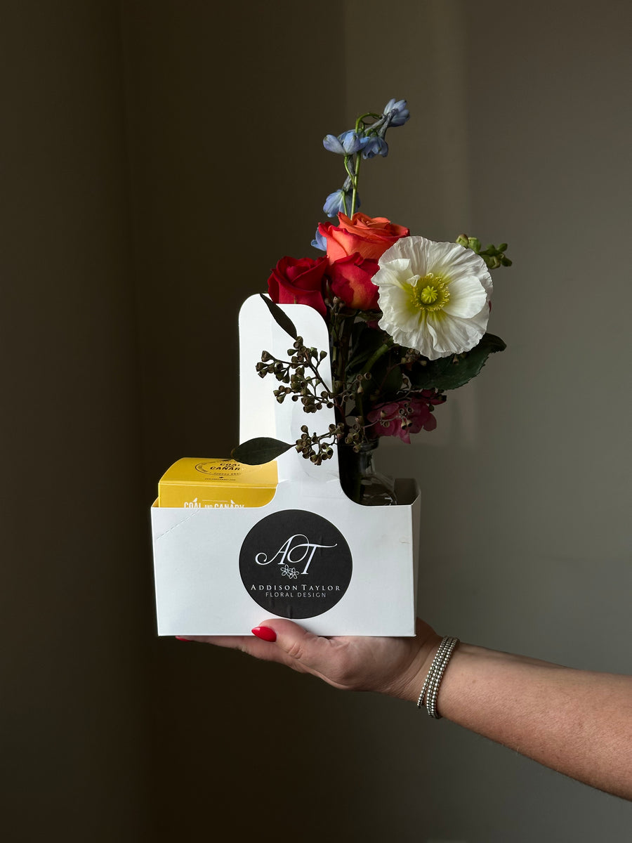 Graduation Caddy box - Flowers and Coal & Canary Candle